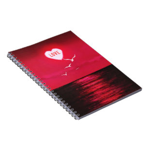 Caderno Espiral Amor Sunset - Romântico - Vermelho Negro - Person