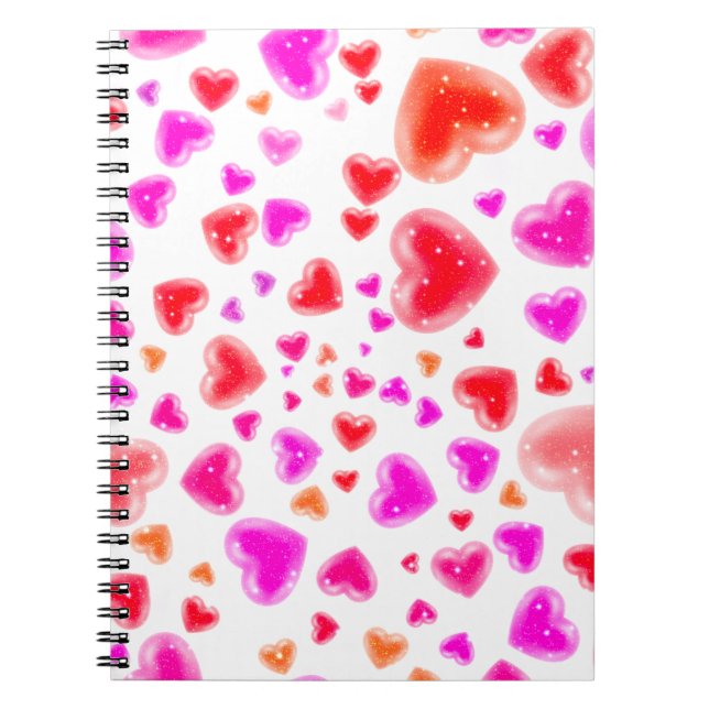 Caderno Espiral Amor, tantos corações, White (Frente)