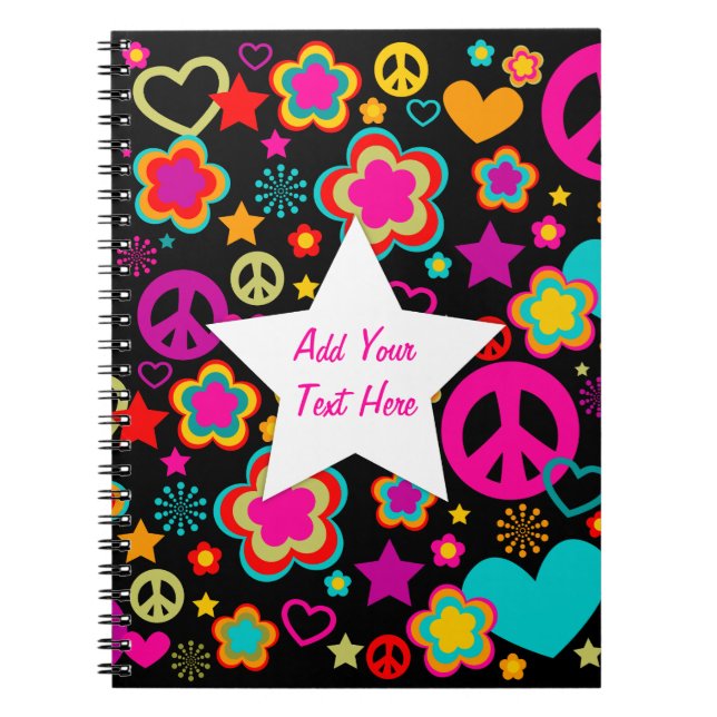 Caderno Espiral Amor & tudo da paz femininos (Frente)