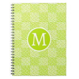 Caderno Espiral Amor verificado em monograma branco e Verde limão