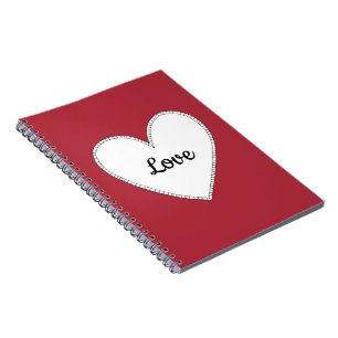 Caderno Espiral Amor Vermelho com Coração Branco