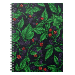 Caderno Espiral Amoras negras em cinzas escuras