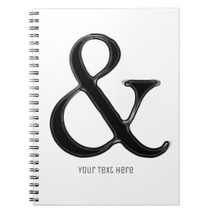 Caderno Espiral Ampersand Chic Moderno Preto e Branco Personalizad