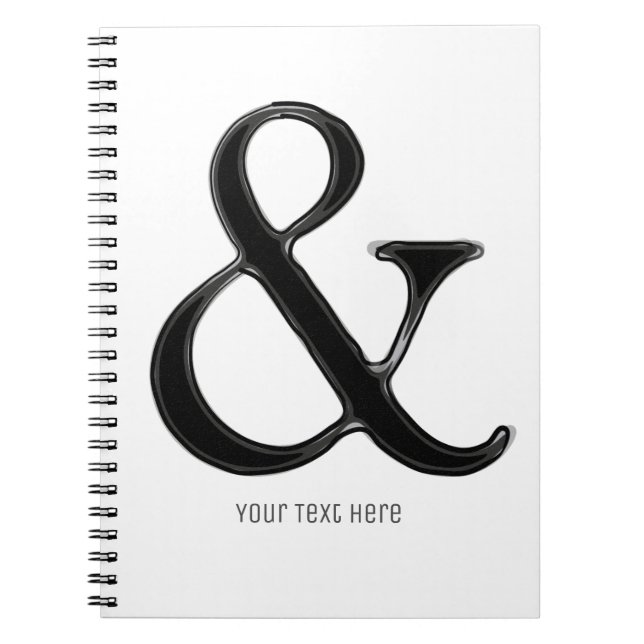 Caderno Espiral Ampersand Chic Moderno Preto e Branco Personalizad (Frente)