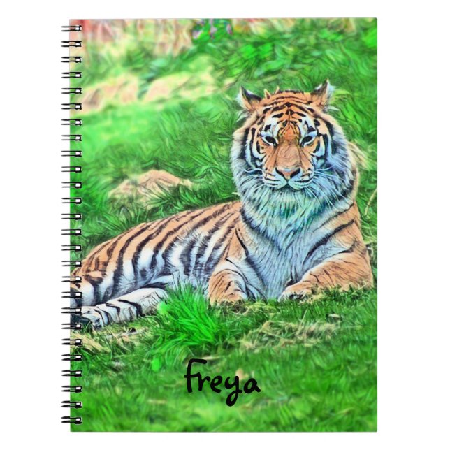 Caderno Espiral Amur Tiger no notebook espiral verde (Frente)