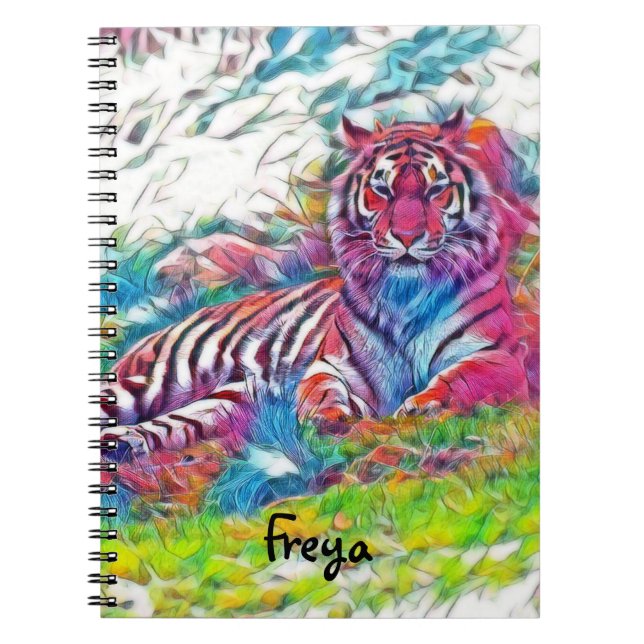 Caderno Espiral Amur Tiger no notebook Spiral rosa (Frente)