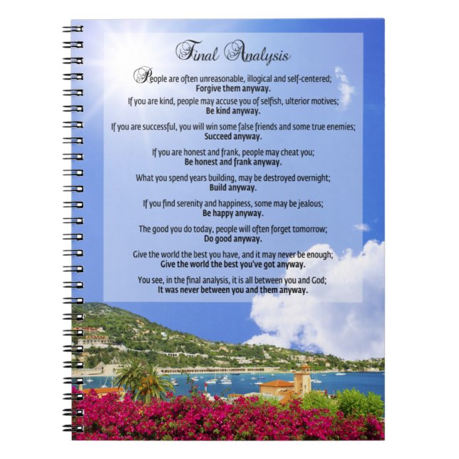 Caderno Espiral Análise final: "Faça-a de qualquer maneira " (Frente)