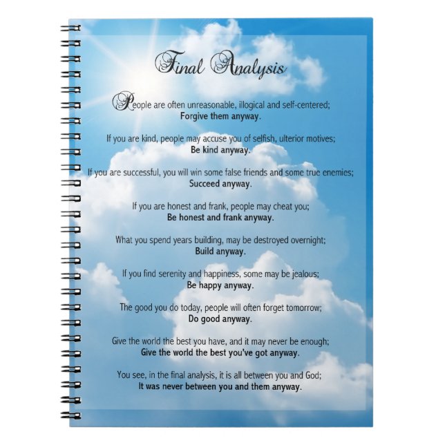 Caderno Espiral Análise final: "Faça-a de qualquer maneira " (Frente)