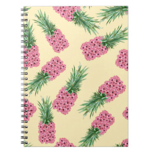 Caderno Espiral Ananás cor-de-rosa pisoteado Amarelo