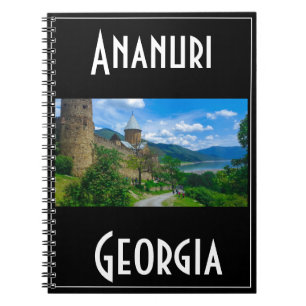 Caderno Espiral Ananuri Georgia Caucusa Montanhas Castelo Natureza