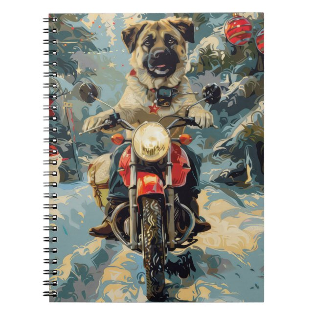 Caderno Espiral Anatolian Shepherd Dog Riding Christmas (Frente)