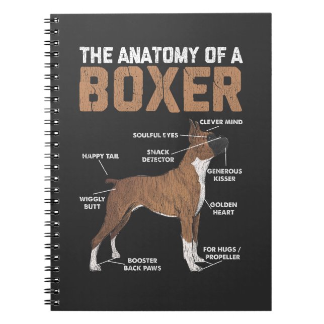 Caderno Espiral Anatomia de cão boxer Pet Lover (Frente)