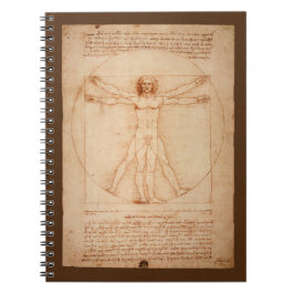 Caderno Espiral Anatomia de Leonard da Vinci do homem de Vitruvian