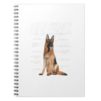 Caderno Espiral Anatomia De Um Cachorro Engraçado German shepherd 