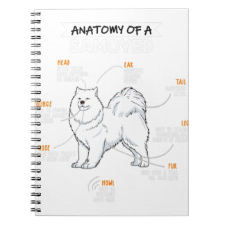 Caderno Espiral Anatomia De Um Cachorro Engraçado Samoyed Dog Dove