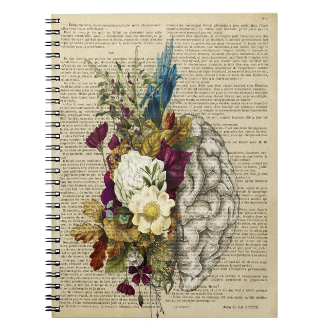 Caderno Espiral anatomia médica floral do cérebro (Frente)