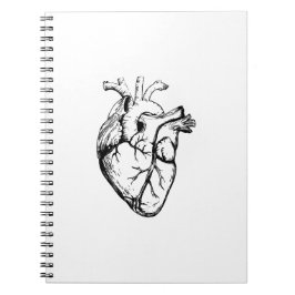 Caderno Espiral Anatomical Heart Vintage Line Art