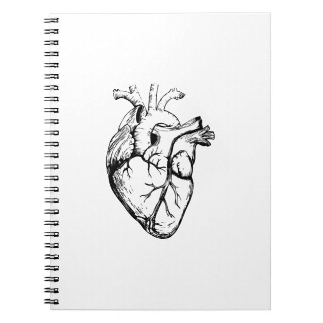 Caderno Espiral Anatomical Heart Vintage Line Art (Frente)