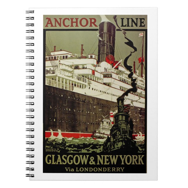 Caderno Espiral Anchor Line ~ Glasgow-Nova Iorque (Frente)