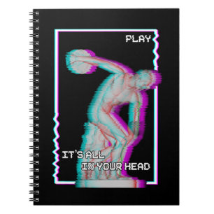 Caderno Espiral Ancião Grego - Disco de Estátua Lança Vaporwave