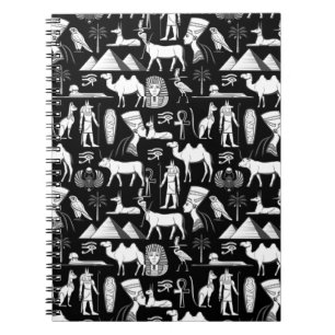 Caderno Espiral Ancient Egypt Hieroglyphic Symbol Pattern      