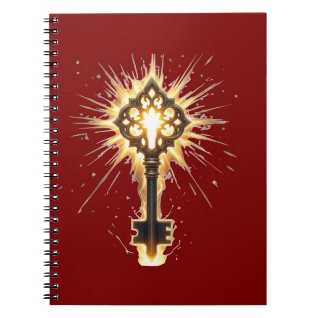 Caderno Espiral Ancient Fantasy Key with Magical Light – Radiant E (Frente)