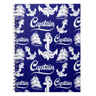 Caderno Espiral Âncora de veleiro Capitão Desenho Náutico