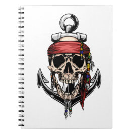 Caderno Espiral Âncora Pirata do Crânio Cruzado