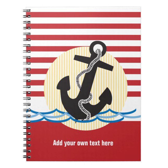 Caderno Espiral Âncora, Sol e Água Náutico (Frente)
