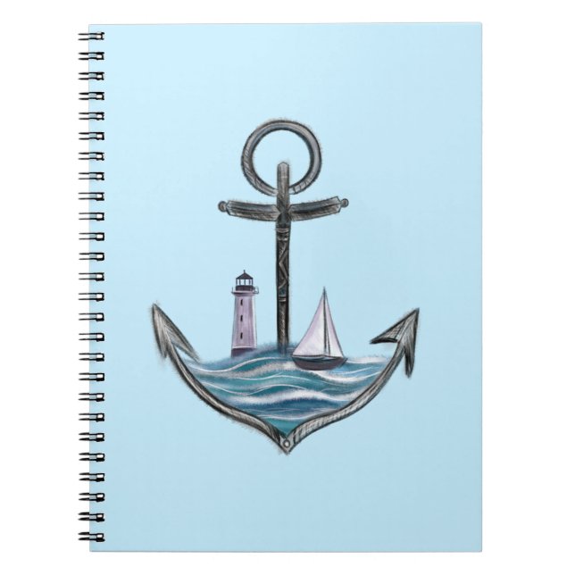 Caderno Espiral Ancoragem e farol (Versão 1) (Frente)