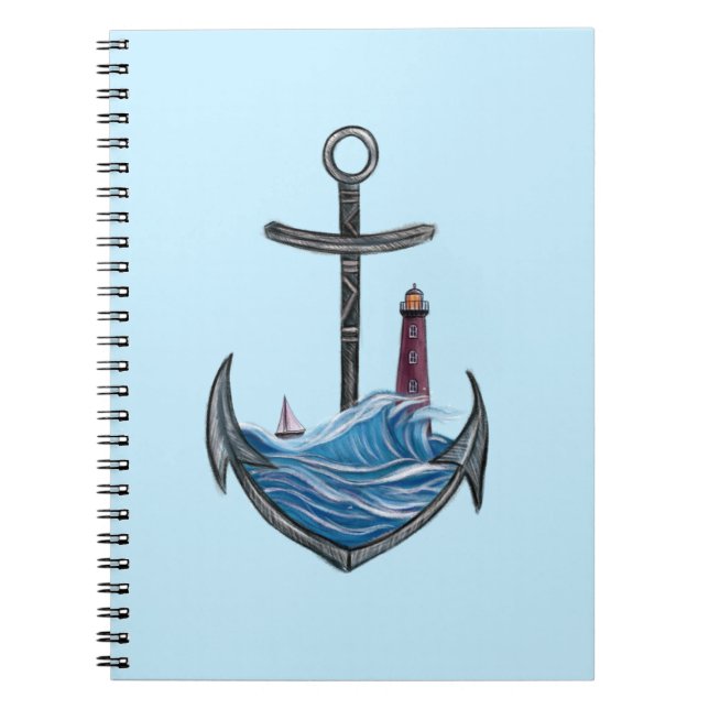 Caderno Espiral Ancoragem e farol (Versão 3) (Frente)