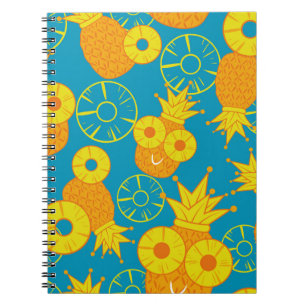 Caderno Espiral Anéis de abacaxi: Vintage de Cartoon de Doodle.