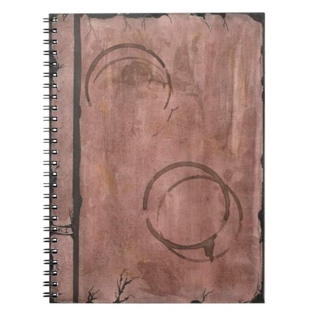 Caderno Espiral Anéis De Café Em Esquema De Aquarela (Frente)