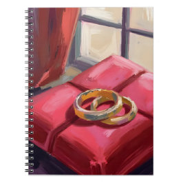 Caderno Espiral Anéis de Noivado Aquarela