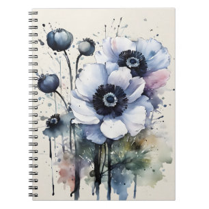 Caderno Espiral Anêmona - Flores de aquarela
