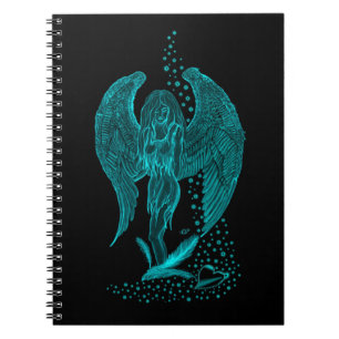 Caderno Espiral Angel perdeu em Love, Design preto e verde