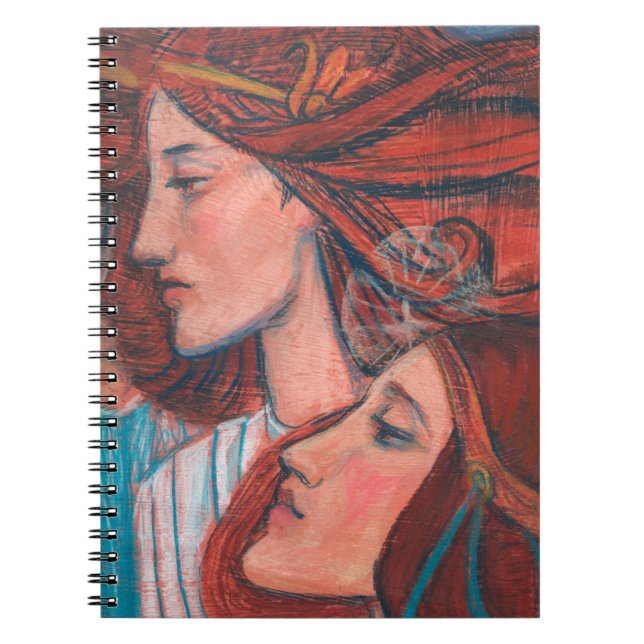 Caderno Espiral Angels Art Nouveau Ginger Auburn Red Hair Mulheres (Frente)
