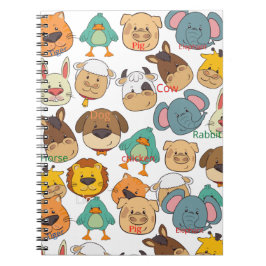 Caderno Espiral Animais adoráveis, safari fofo catoon crianças