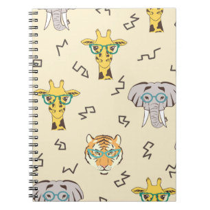 Caderno Espiral Animais Africanos: Padrão Sem Emendas Fofo