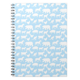 Caderno Espiral Animais brancos azuis