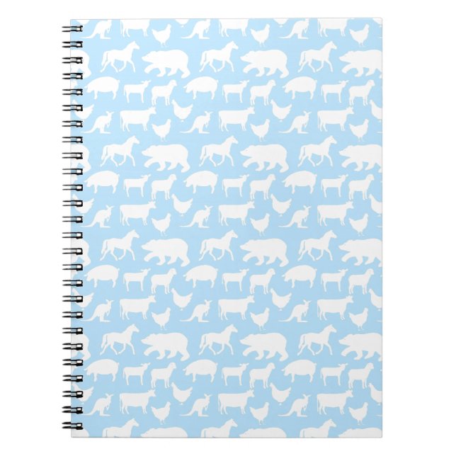 Caderno Espiral Animais brancos azuis (Frente)