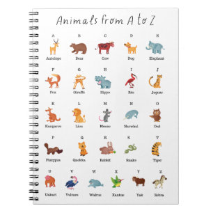 Caderno Espiral Animais da Educação Escolar de A a Z