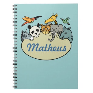 Caderno Espiral animais da família de zoológicos personalizados