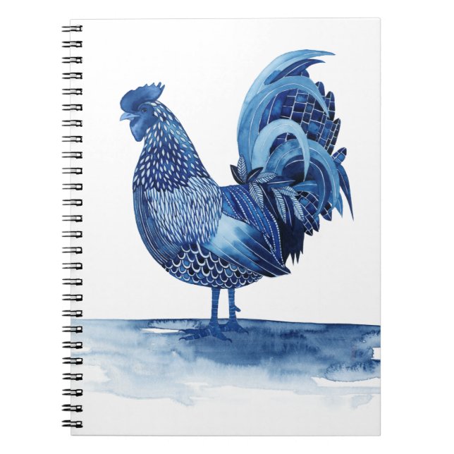 Caderno Espiral Animais da Fazenda Azul de Cobalto - Galo (Frente)