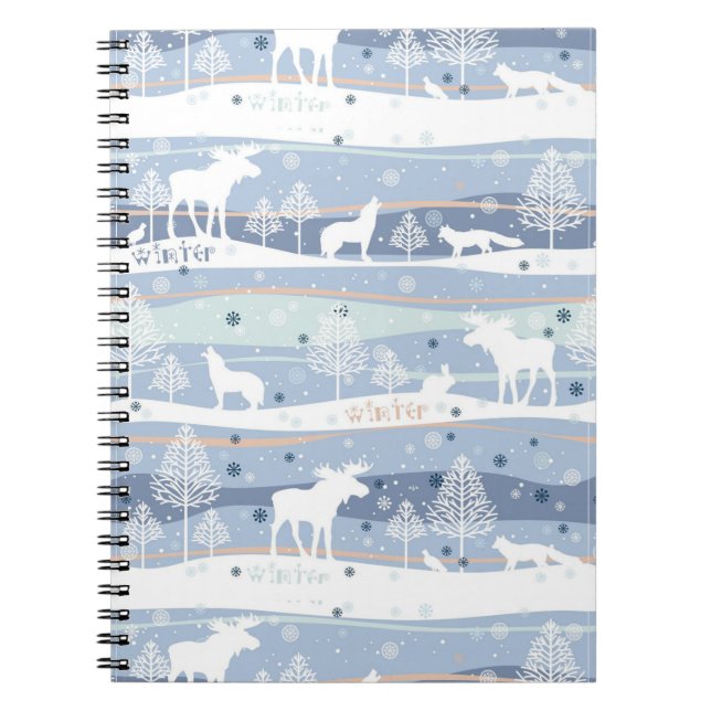 Caderno Espiral Animais da Floresta de inverno (Frente)