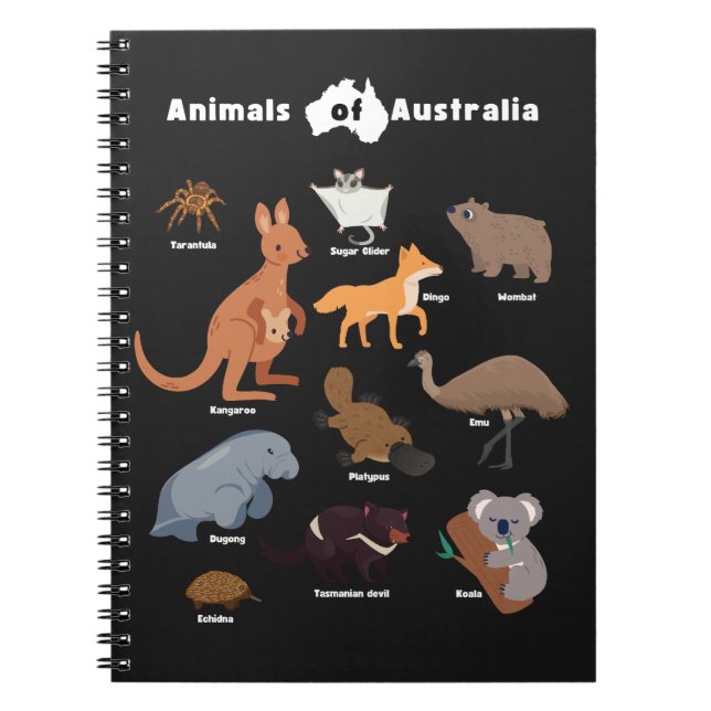 Caderno Espiral Animais da Vida Selvagem Aussie da Austrália (Frente)