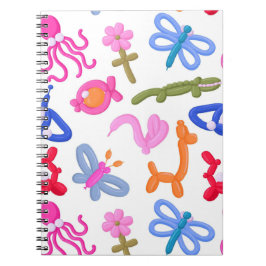 Caderno Espiral Animais de Balão Fofos Padrão Colorido Infantil