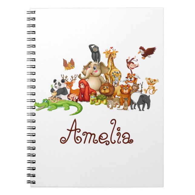 Caderno Espiral Animais de Criança Personalizada (Frente)