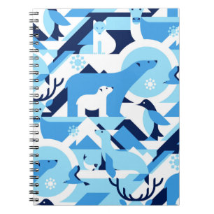 Caderno Espiral Animais em Árctico, Polar - Padrão de abstrato, ma