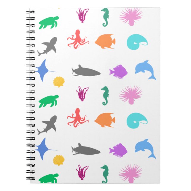 Caderno Espiral Animais marinhos padronizados (Frente)